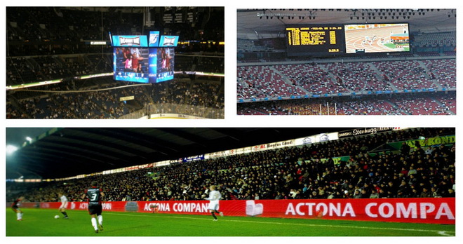 Aluminiumdes kabinett-P10 Anzeigefeld Umkreis-Werbungs-des Stadions-LED, volle Farbep20 große gebogene Monitor-breite Ansicht
